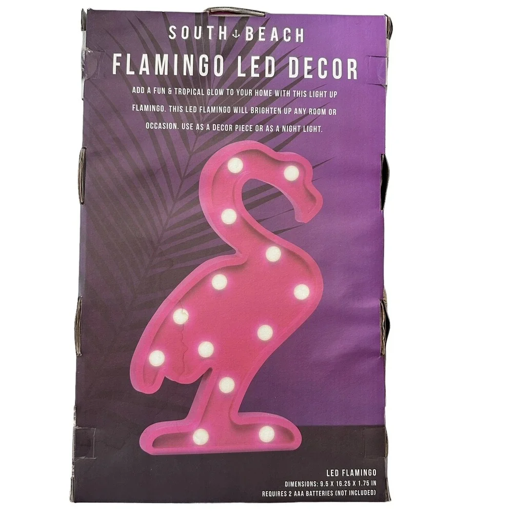 New in Box South Beach Stand Tall Flamingo Decor LED Light‎ 9.5